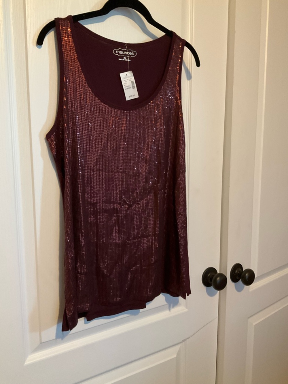 Maurices Sequin Scoop Neck Tank in Burgundy Plum